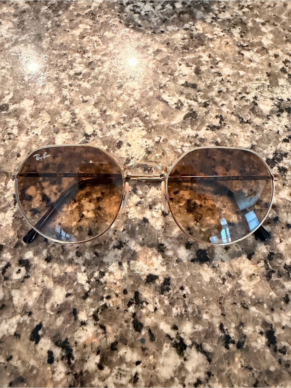 Ray-Ban Women's Gold Frame Sunglasses with Brown Lenses
